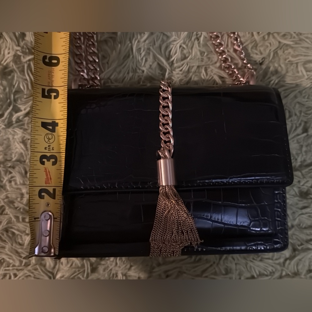 Aldo Black Croc-Embossed Chain Shoulder Bag - Picture 2 of 10